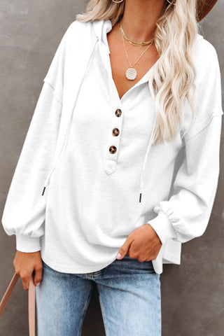 Hoodie with Tortoise Shell Button Front