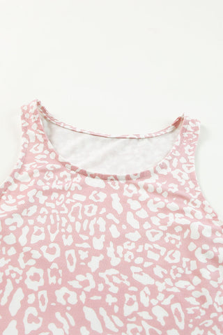 Rose Pink Leopard Pocketed Maxi Tank Dress - Alleure
