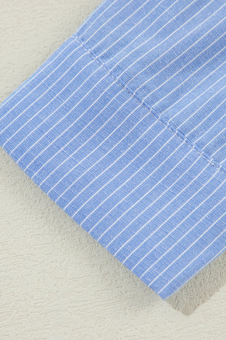 Stripe Tunic Shirt Roll Tab Sleeves - 3 Colors