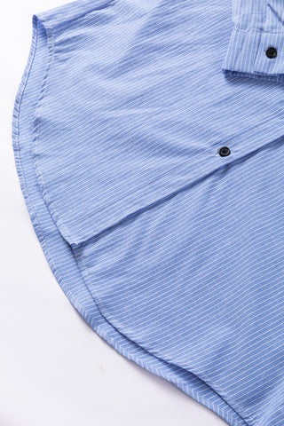 Stripe Tunic Shirt Roll Tab Sleeves - 3 Colors