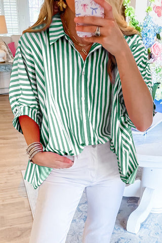 Striped Oversize Blouse with Dolman Sleeves - 3 Colors