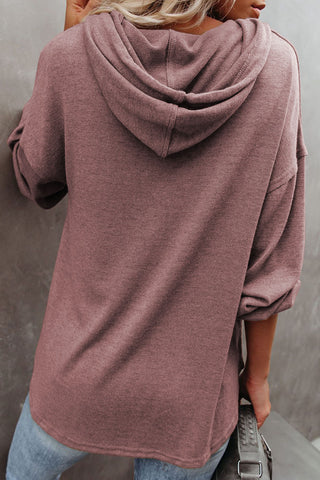 Hoodie with Tortoise Shell Button Front