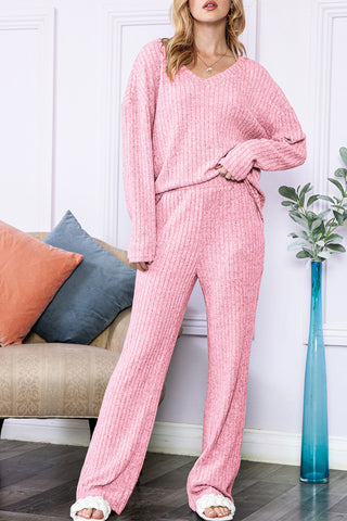Ribbed Knit Loungewear Set - 4 Colors