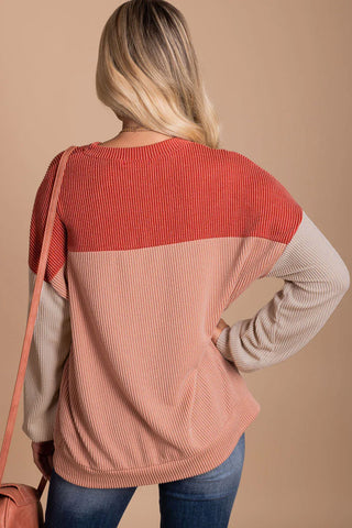 Colorblock Corded Long Sleeve Top - 6 Colors