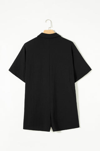 Romper Short Sleeves Collar Button Front - 4 Colors