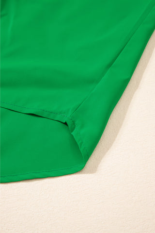Silky Blouse Batwing Sleeves Neckline Pleats- 2 Colors