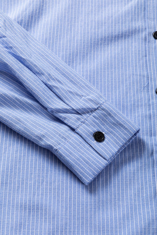 Stripe Tunic Shirt Roll Tab Sleeves - 3 Colors