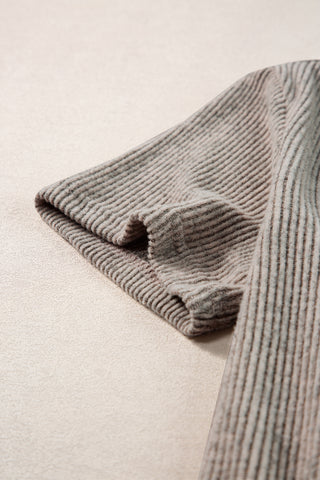 V Neck Strap & Button Detail Ribbed Tee