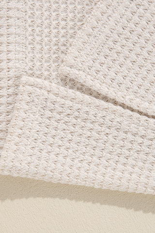 Waffle Knit Loose Fit V Neck Top - 3 Colors