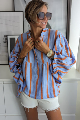 Crinkle Ruffle Sleeve Loose Top - 3 Colors
