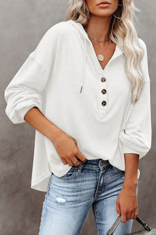 Hoodie with Tortoise Shell Button Front