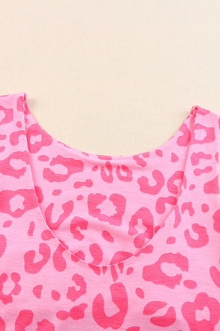 Rosy Casual Leopard Print Side Slits Sleeveless Dress - Alleure