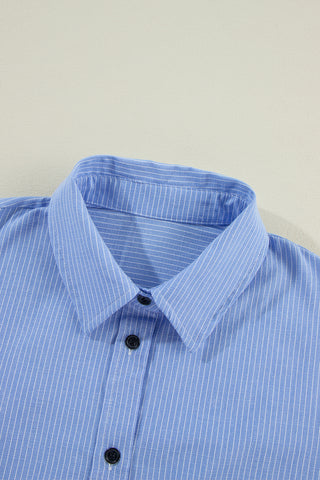 Stripe Tunic Shirt Roll Tab Sleeves - 3 Colors