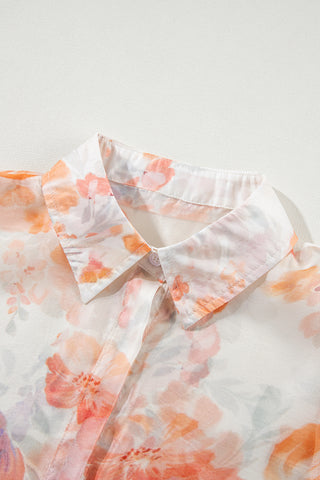Floral Print Balloon Sleeve Loose Blouse