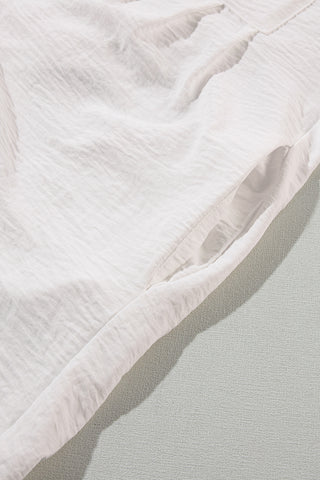 White Puff Sleeve Buttoned Shirt Dress