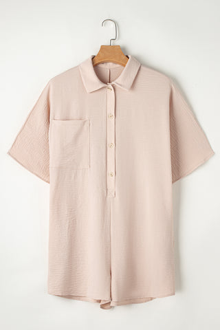 Romper Short Sleeves Collar Button Front - 4 Colors