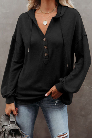 Hoodie with Tortoise Shell Button Front
