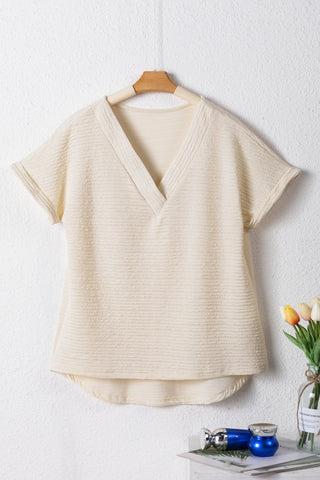 V Neck Textured T Shirt - 2 Colors