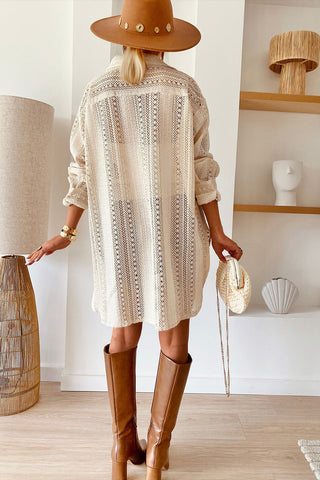 Lace Shirt Dress with Button Front - 2 Colors