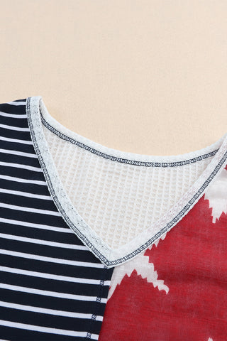 Stripes & Stars V Neck Short Sleeve Knit - 2 Color Variations