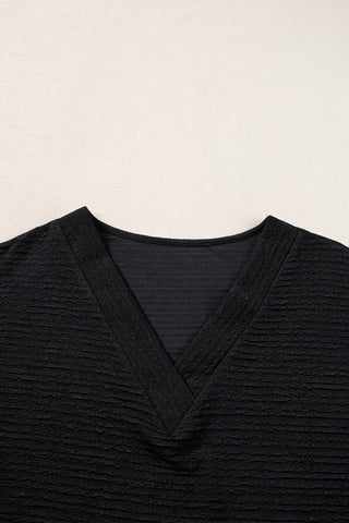 V Neck Textured T Shirt - 2 Colors