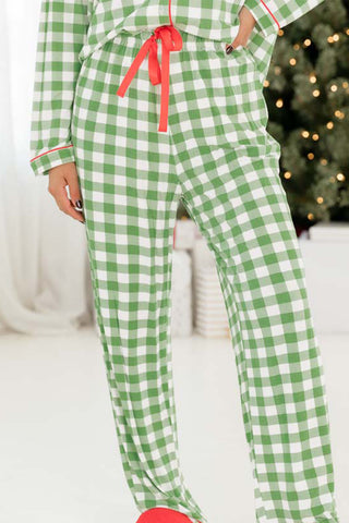 Check Shirt and Drawstring Pants PJ Set
